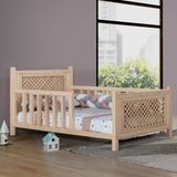 Setay Doğal Ladin Karyola, Mina Seperatör Başlıklı Montessori Sedir Karyola - Ceviz - 90 x 190 cm