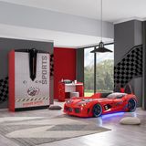 Setay Dolap Masa Kırmızı Mobilya Sports Çocuk Odası Audi Arabalı Yatak
