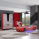 Setay Dolap Masa Kırmızı Mobilya Sports Çocuk Odası Mercedes Arabalı Yatak