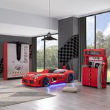 Setay Dolap Şifonyer Kırmızı Mobilya Sports Çocuk Odası Audi Arabalı Yatak