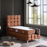 Setay Duke Açık Kahve 100x200 cm Lüx İkili Set Tek Kişilik Baza Başlık