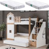 Setay Eyfel Montessori Yavrulu Ranza + 2 Adet Comfort Yatak - 90 x 190 cm - Ceviz - Beyaz