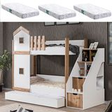 Setay Eyfel Yavrulu Ranza + 3 Adet Comfort Yatak - 90 x 190 cm - Ceviz - Beyaz