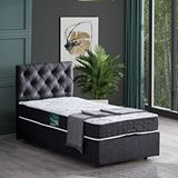 Setay Eylül 90x190 cm Antrasit Tek Kişilik Baza Başlık Comfort Yatak Seti
