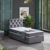 Setay Eylül 90x200 CM Açık Gri Tek Kişilik Baza Başlık Comfort Yatak Seti
