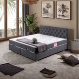 Setay Eylül Çift Kişilik Baza Başlık Letto Yatak Seti - Antrasit - 180 x 200 cm