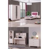 Setay Ezgi Lux Genç Odası - 3 Kapılı Dolap, Karyola, Komodin, Masa, Şifonyer, Kitaplık - Beyaz - 0