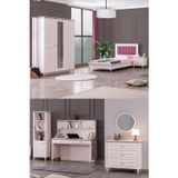 Setay Ezgi Lux Genç Odası - 3 Kapılı Dolap, Karyola, Komodin, Masa, Şifonyer, Kitaplık