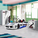 Setay Formula Çocuk Odası Dolap Şifonyer Audi Koltuklu Full Ledli Beyaz Arabalı Yatak - Montajsız