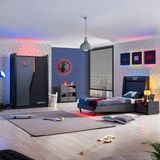 Setay Gamer Ledli Genç Odası - 2 Kapılı Dolap, Karyola, Komodin, Şifonyer