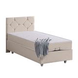 Setay Glamis 120x200 CM Bej Tek Kişilik Baza Başlık Letto Yatak Seti