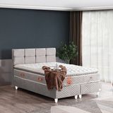 Setay Gümüş İkili Set Tek Kişilik Baza Başlık - Gri - 90 x 190 cm