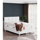 Setay Gümüş Tek Kişilik Baza Başlık Real Pedli Yatak Seti - Beyaz - 100 x 200 cm