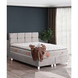 Setay Gümüş Tek Kişilik Baza Başlık Real Pedli Yatak Seti - Gri - 90 x 190 cm