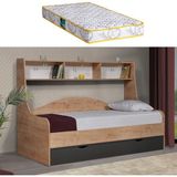 Setay Hera Çekmeceli Karyola + 1 Adet Comfort Yatak - Ceviz/Antrasit - Antrasit - Ceviz - 90 x 200 cm
