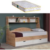 Setay Hera Çekmeceli Karyola + 1 Adet Comfort Yatak - Ceviz/Beyaz - Ceviz - Beyaz - 90 x 200 cm