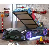 Setay Jaguar Full Ledli Koltuklu Bazalı Arabalı Yatak, Siyah - 90 x 190 cm