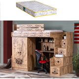 Setay Kaptan Ranza 2 Kapaklı Dolap Çalışma Masası + 1 Adet Comfort Yatak - 90 x 190 cm - Ceviz