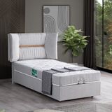 Setay Lizbon İkili Set Tek Kişilik Baza Başlık - Açık Gri - 90 x 200 cm