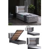 Setay Lizbon İkili Set, Tek Kişilik Baza Başlık Seti, Gri