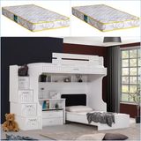 Setay Londra Ranza Karyola Oturaklı Çalışma Masası + 2 Comfort Yatak - Beyaz - 90 x 190 cm