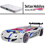 Setay Mercedes Full Ledli Arabalı Yatak, Beyaz + 1 Adet Comfort Yatak - Renkli