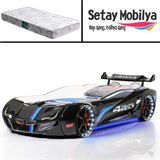Setay Mercedes Full Ledli Arabalı Yatak, Siyah + 1 Adet Comfort Yatak - Renkli