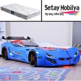 Setay Mercedes Standart Arabalı Yatak, Mavi + 1 Adet Comfort Yatak - Renkli