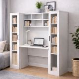 Setay Merisa Bilgisayar Masası, Ergonomik Tasarım ve Dayanıklı Suntalam Malzeme ile 2 Cam Kapaklı Kitaplık - Beyaz