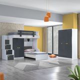 Setay Metris Ranza 2 Kapaklı Dolap Karyola + 3 Kapaklı Dolap - 90 x 190 cm - Antrasit