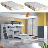 Setay Metris Ranza 2 Kapaklı Dolap Karyola Çalışma Masası + 2 Adet Comfort Yatak - 90 x 190 cm - Antrasit