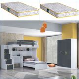 Setay Metris Ranza Karyola Çalışma Masası, 3 Kapaklı Dolap + 2 Adet Comfort Yatak - 90 x 190 cm - Antrasit