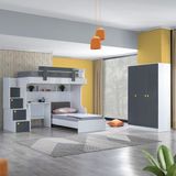 Setay Metris Ranza Karyola Çalışma Masası + 3 Kapaklı Dolap - 90 x 190 cm - Antrasit