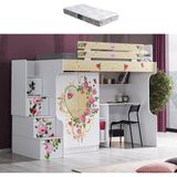 Setay Mira Ranza 2 Kapaklı Dolap Çalışma Masası + 1 Adet Comfort Yatak - Beyaz - 90 x 190 cm