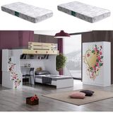 Setay Mira Ranza Karyola Çalışma Masası 3 Kapaklı Dolap + 2 Adet Comfort Yatak - Beyaz - 90 x 190 cm
