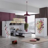 Setay Mira Ranza Karyola Çalışma Masası 3 Kapaklı Dolap - 90 x 190 cm - Beyaz