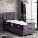Setay Mobilya 100x200 cm Antrasit Tetra Baza Başlık ve Deluxe Yatak Seti