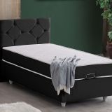 Setay Mobilya 120x200 cm Antrasit Glamis Baza Başlık ve Letto Yatak Seti
