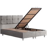 Setay Mobilya 90x190 cm Gümüş Açık Gri Baza ve Başlık Seti