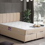 Setay Mobilya 90x200 cm Tetra Bej Baza Başlık ve Yatak Seti
