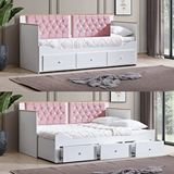 Setay Mobilya Alaçatı Bazalı Divan Karyola Çekmeceli + Soft Yatak - Pembe