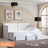 Setay Mobilya Alaçatı Büyüyen Karyola Çekmeceli + Soft Yatak - Krem