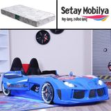Setay Mobilya Audi Full Ledli Koltuklu Mavi Arabalı Yatak