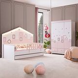 Setay Mobilya City Montessori Çocuk Odası Takımı, Dolap, Yavrulu Yatak - Pembe Beyaz - Pembe