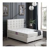 Setay Mobilya Krem 150x200 cm Duke Çift Kişilik Baza Başlık Deluxe Full Ortopedik Yatak Seti