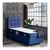 Setay Mobilya Lacivert 90x190 cm Duke Tek Kişilik Baza Başlık Deluxe Full Ortopedik Yatak Seti