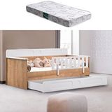 Setay Mobilya Yavrulu Karyola, Flora Yavrulu Montessori Karyola - Ceviz + 1 Adet Comfort Yatak Çok Renkli