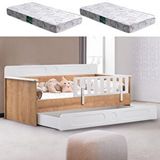 Setay Mobilya Yavrulu Karyola, Flora Yavrulu Montessori Karyola - Ceviz + 2 Adet Comfort Yatak Çok Renkli