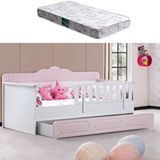 Setay Mobilya Yavrulu Karyola, Flower Yavrulu Montessori Karyola - Pembe + 1 Adet Comfort Yatak Çok Renkli