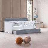 Setay Mobilya Yavrulu Karyola, Mira Yavrulu Montessori Karyola - Beyaz + 1 Adet Comfort Yatak Ceviz